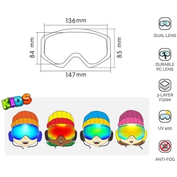 Gogle narciarskie, ochrona UV400 dziecięce